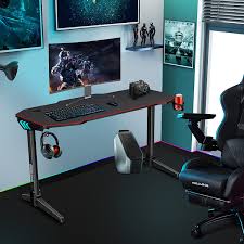 Computer desk gaming desk led lighting kit remote control. Buy Gaming Desk 55 Inch With Led Lights Home Office Desk Gamer Workstation Ergonomic Gaming Table Rgb T Shaped Pc Computer Desk With Stand Cup Holder Headphone Hook Large Full Size Mouse