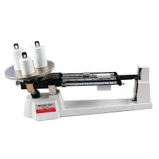 triple beam balance with weights