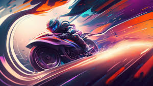 motorcycle race colorful art wallpaper