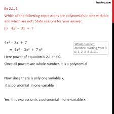 Ex 2.1, 1 (i) - Which expressions are polynomials in one variable and