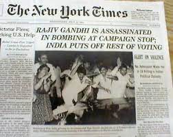 Congress leaders pay heartfelt tributes to former prime minister. 1991 Ny Times Newspaper India Leader Rajiv Gandhi Assassination Suicide Bomber Ebay