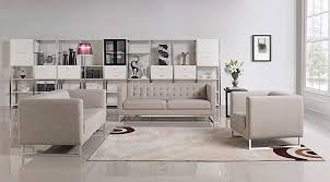 contemporary light grey fabric sofa set