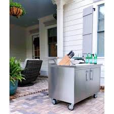 Casa Nico Portable Stainless Steel Outdoor Kitchen Cabinet Patio Bar