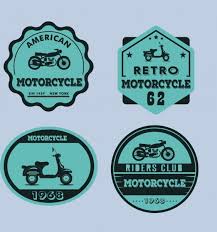motorbike logo sets blue retro flat