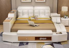 multifunctional designer leather bed