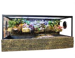 Large Vivarium Paludarium Aquarium Turtle Tank With Background Uva Light Basking Platform Rainforest Kit With Brick Pattern Base Terrariums Aliexpress