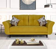miami 3 seater fabric sofa yellow