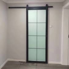 Clear Glass Modern Barn Door For Bathroom