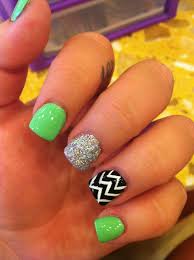 Sea greens are always cool and fresh to look at so it's one of the most common nail colors around. Mint And Chevron Nails 3 On We Heart It
