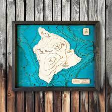 The Island Of Hawaii 3d Wood Map