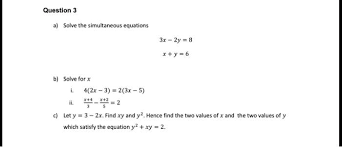 Simultaneous Equations 3x Zy