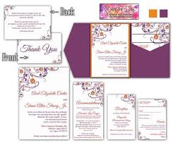 Diy Wedding Invitation Pocketfold Template Raspberry Wine Purple