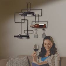 Wall Mounted Wine Rack And Glass Holder