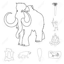 Make a coloring book with ice stone age for one click. Life In The Stone Age Outline Icons In Set Collection For Design Royalty Free Cliparts Vectors And Stock Illustration Image 106854703