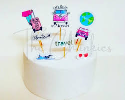 travel theme cake topper set of 8