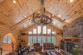 use rustic knotty pine paneling to