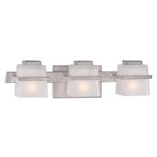 Huge selection of designer vanity lighting with free and fast shipping. Hampton Bay Harlin Hills 3 Light Brushed Nickel Vanity Light With Etched Glass Shades 15303 The Home Depot