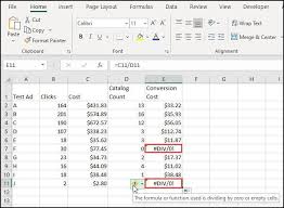 excel divide by zero errors driving