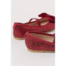 Giày búp bê kim tuyến nơ đỏ bé lớn HM H&M_hàng chính hãng authentic - Giày búp  bê bé gái