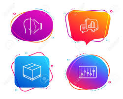 Face Id Delivery Box And Graph Chart Icons Simple Set Dj Controller