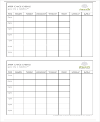 After School Schedule Templates 10 Free Samples Examples