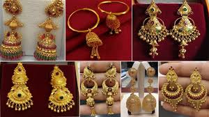 Latest Light Weight Gold Earrings Deigns Gold Jhumka Chandbali Hoop Stud Daily Wear Earrings