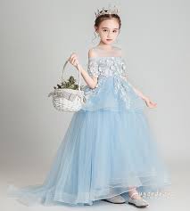 Princess Cold Shoulder Light Blue Flower Girls Dress Sugerdress Online Store Powered By Storenvy