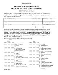 Fitness For Life Program Medical History Questionnaire