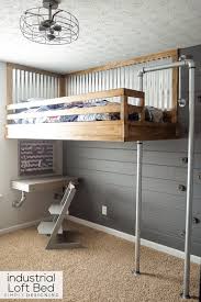 Industrial Loft Bed With Rock Wall And