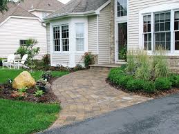 A Wide Curved Paver Walkway And