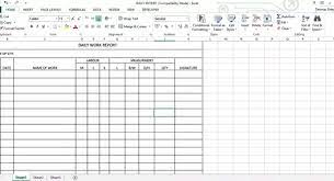 daily work report excel sheet daily