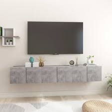 Vidaxl 3x Hanging Tv Cabinets Concrete