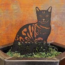 Bengal Black Metal Cat Silhouette Yard
