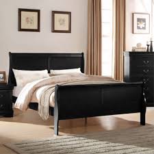 benzara elegant modern style queen size sleigh bed black