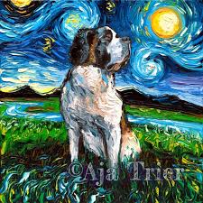 Saint Bernard Starry Night Dog Art