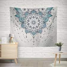 Blue And Gray Mandala Wall Tapestry