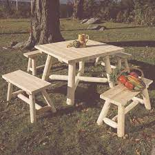 Square Cedar Wood Log Style Table And