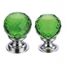 Facetted Green Glass Cabinet Knob Glass