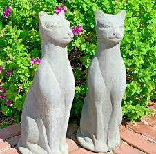 Tall Vintage Siamese Cat Statue Cement