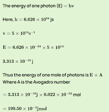 Calculate Energy Of One Mole Of Photons
