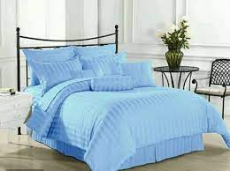 Sky Blue Cotton Satin Comforter Set
