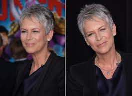 …a classic cut for ms. Jamie Lee Curtis Fashionable And Effortless Pixie For Gray Hair