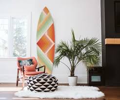retro mod orange surfboard wall accent