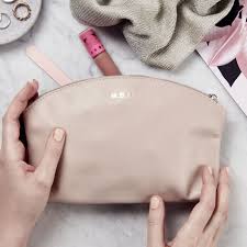 personalised leather makeup zip bag