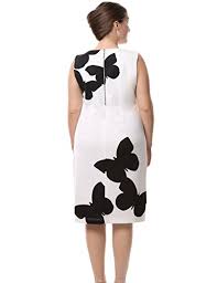 Chicwe Womens Sleeveless Butterfly Printed Plus Size Dress