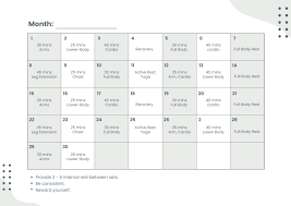 free monthly workout chart
