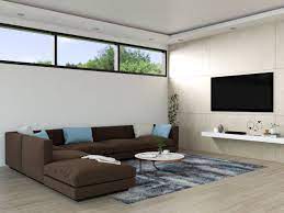 living room with brown sofa
