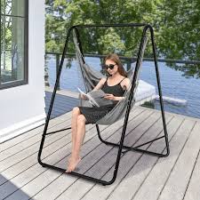 hanging padded hammock chair with stand