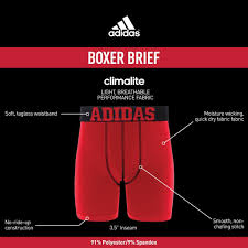 Adidas Boys Youth Sport Performance Climalite Midway Long Boxer Brief Underwear 2 Pack