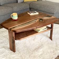 River Table Wood Coffee Table Mid